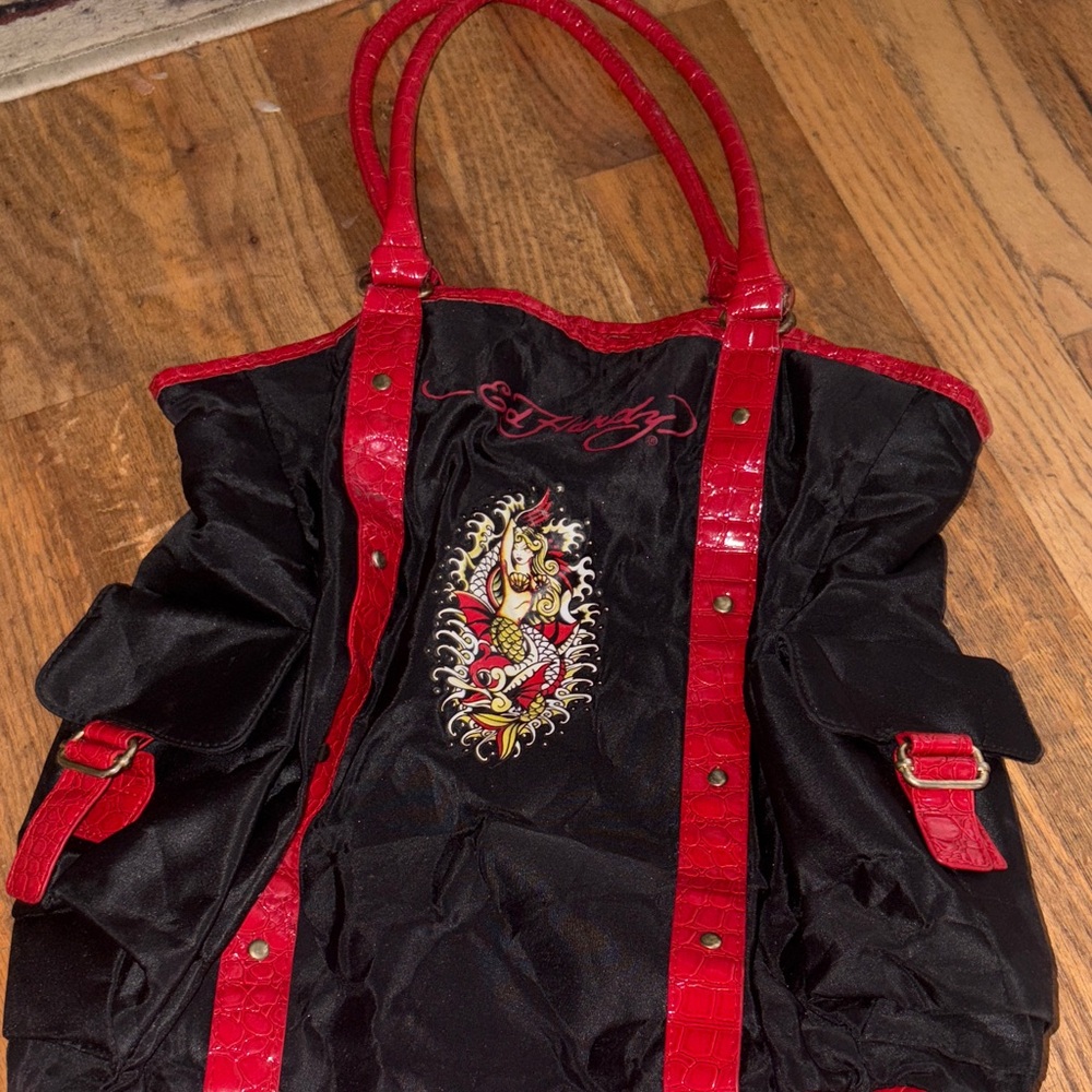 Ed Hardy Black and Red Tote Bag